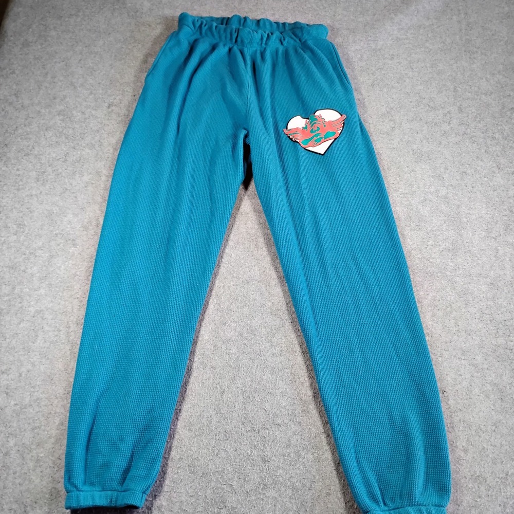 Boys‎ Lie Teal Blue Waffle Knit Graphic Heart Angel Sweatpants Joggers Large